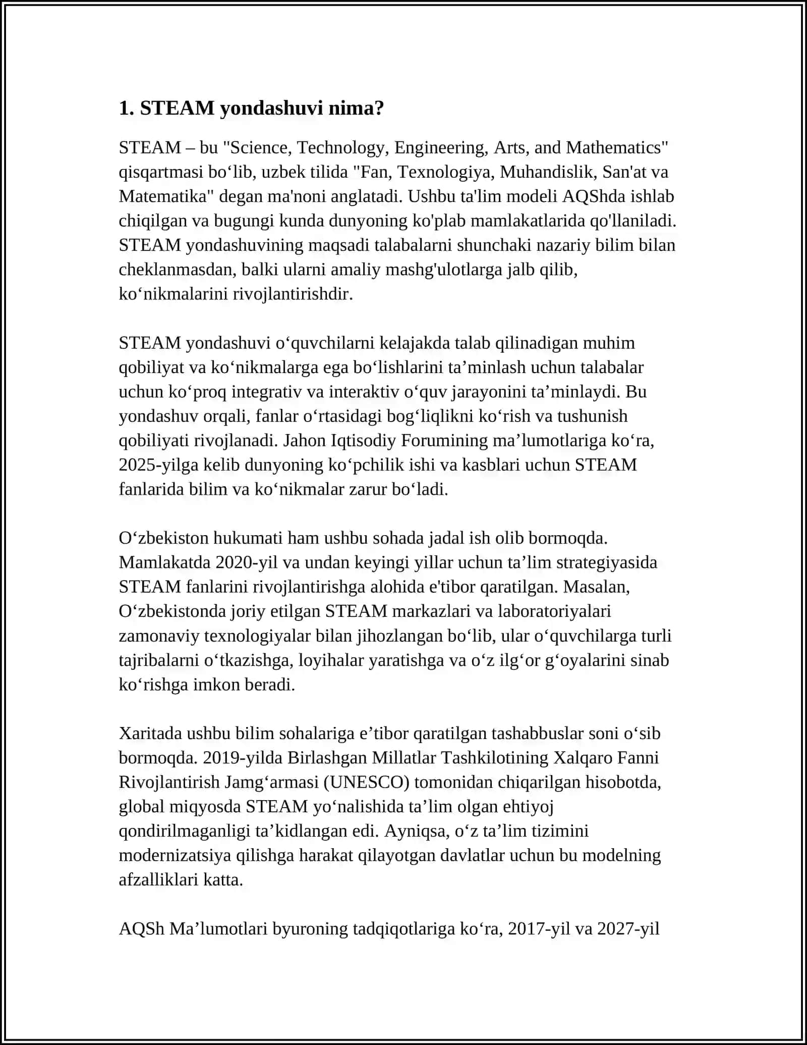 STEAM TA'LIM TEXNOLOGIYASINI TATBIQ ETISHDA ELEKTRON TA'LIM RESURSLARIDAN FOYDALANISH 3