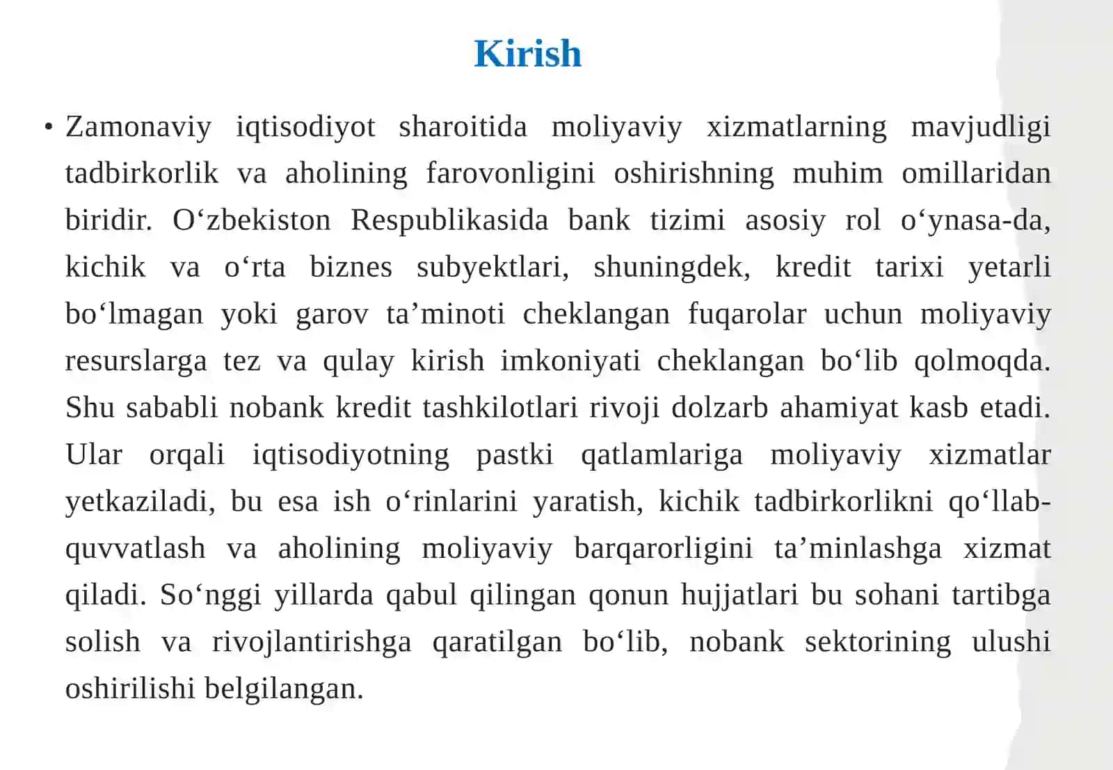 Nobank kredit tashkilotlar tushunchasi, turlari mikromoliyalashtirish tashkilotlari 3