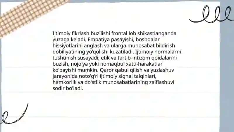 Miyaning frontal sohasi shikastlanganda fikrlashning buzilishi 3