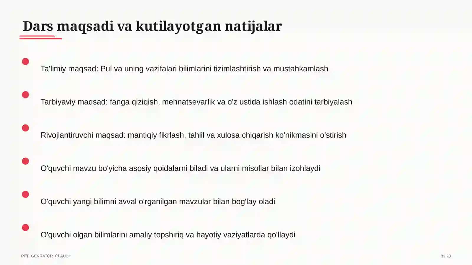 Pul va uning vazifalari (9-sinf) 3