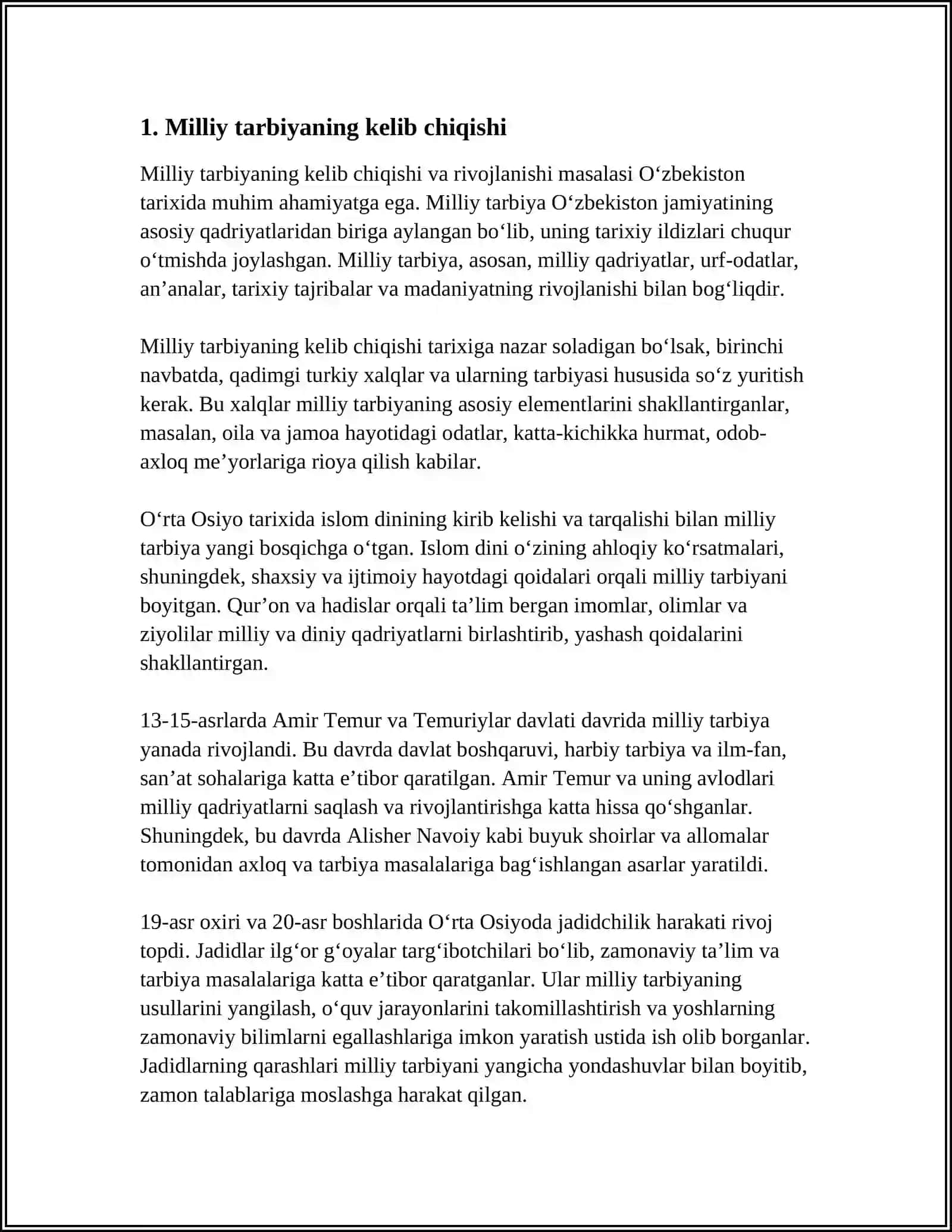 MILLIY TARBIYANING TARIXIY QONUNIYATLARI ASOSIDA BU FANNING VUJUDGA KELISHI 3