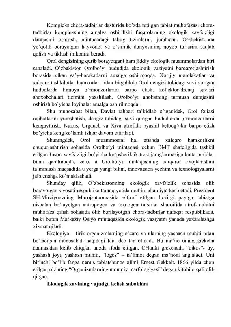 EKOLOGIK XAVFSIZLIKNI TA'MINLASHNING IQTISODIY ASOSLARI 3