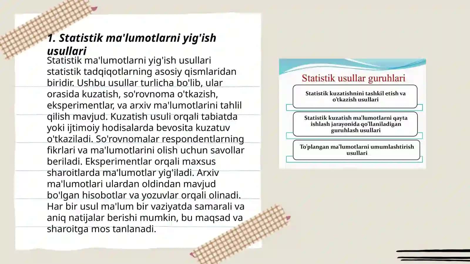 Statistik tekshirish usullari va bosqichlari 3