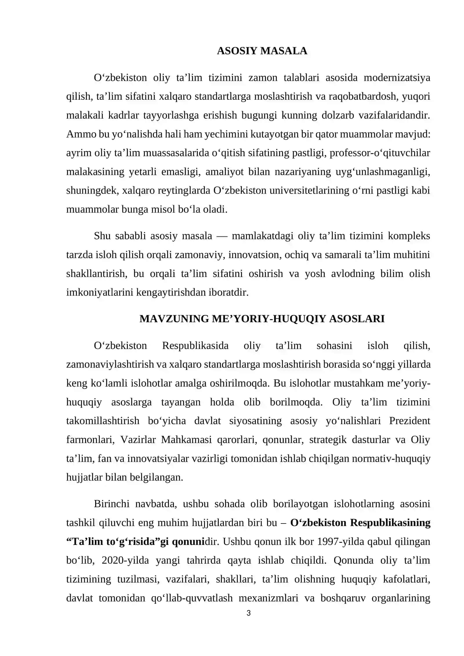 OLIY TAʼLIM VAZIRLIGI BOʼYICHA ISLOHOTLAR 3