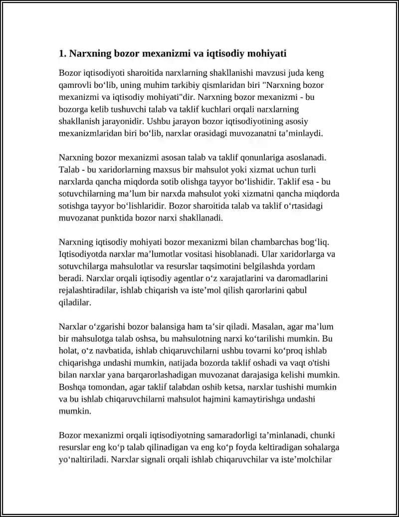 BOZOR IQTISODIYOTI SHAROITIDA NARXLARNING SHAKLLANISHI 3