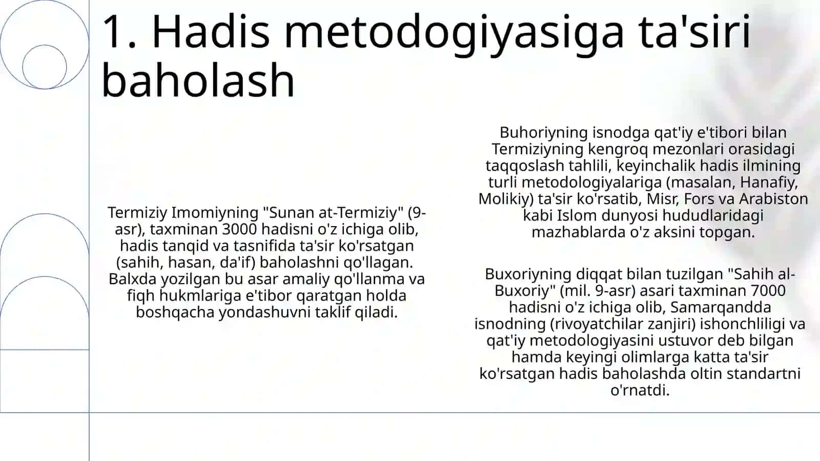 Imom Buxoriy va Imom Termiziyning hadis ilmiga qo'shgan hissalarini qiyosiy tahlili 3