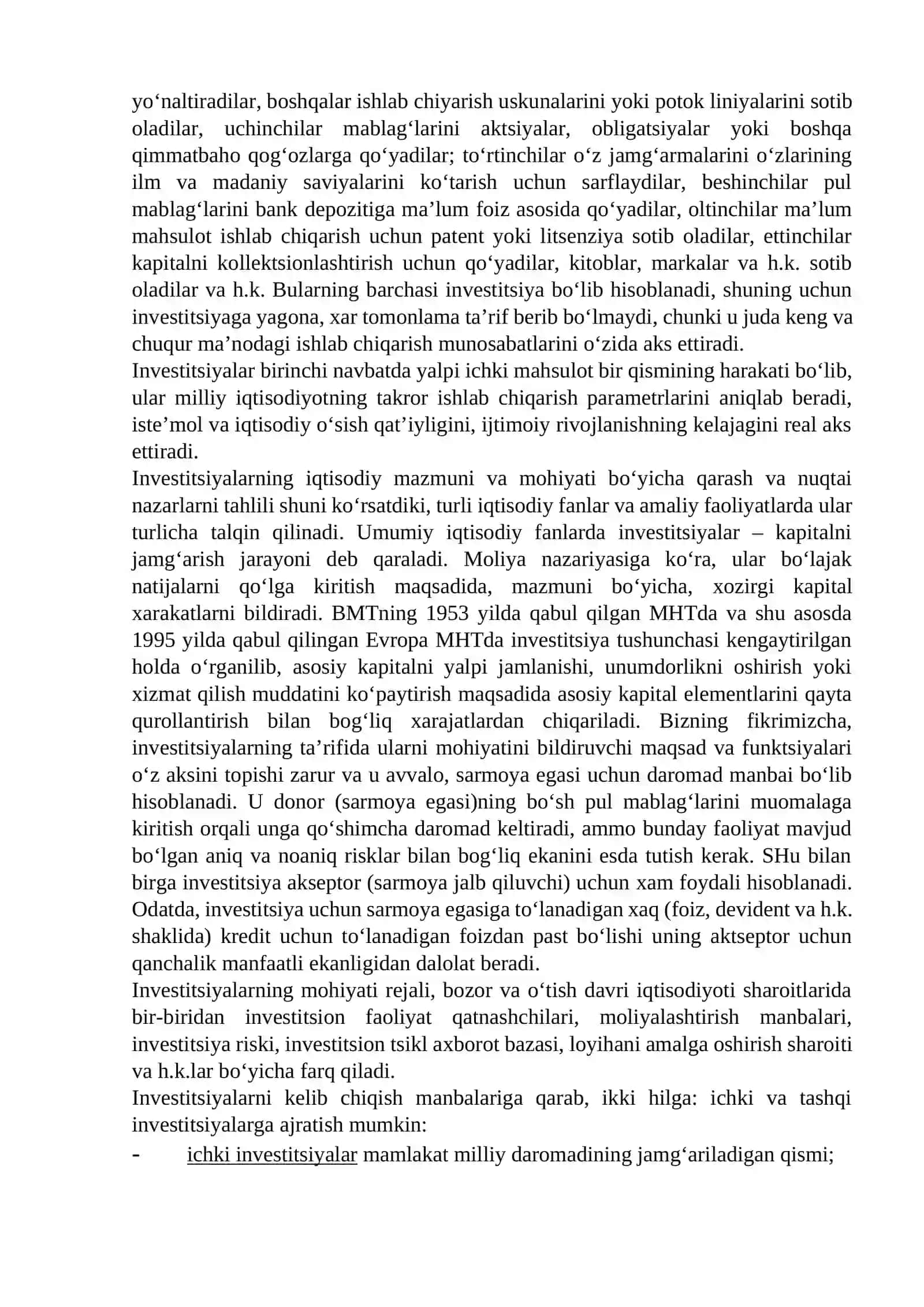 Investitsiyalar va investitsion faoliyat statistikasi 3