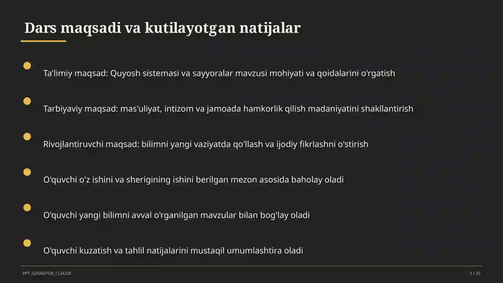 Quyosh sistemasi va sayyoralar (4-sinf) 3