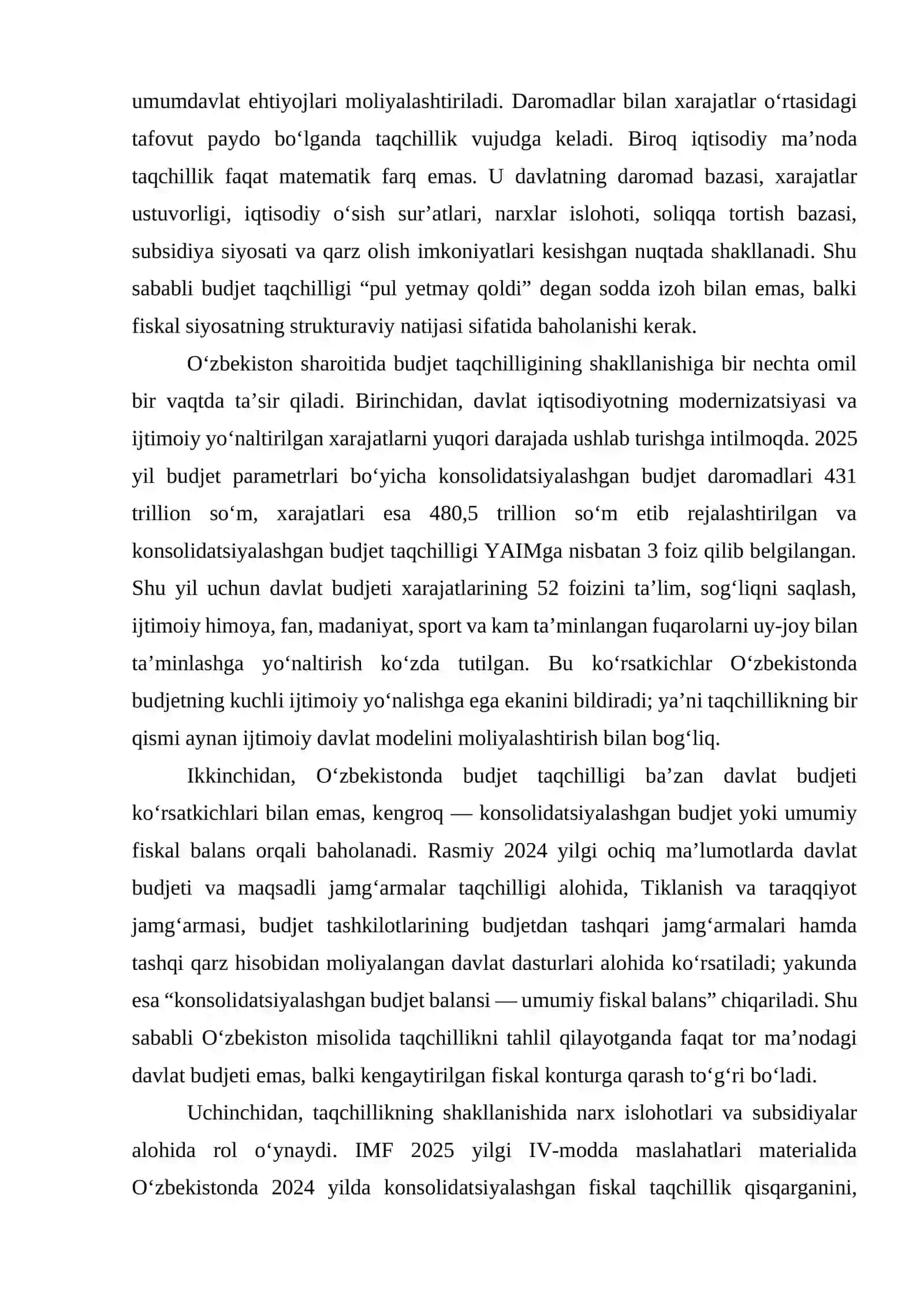 Oʻzbekistonda davlat budjeti taqchilligi 3