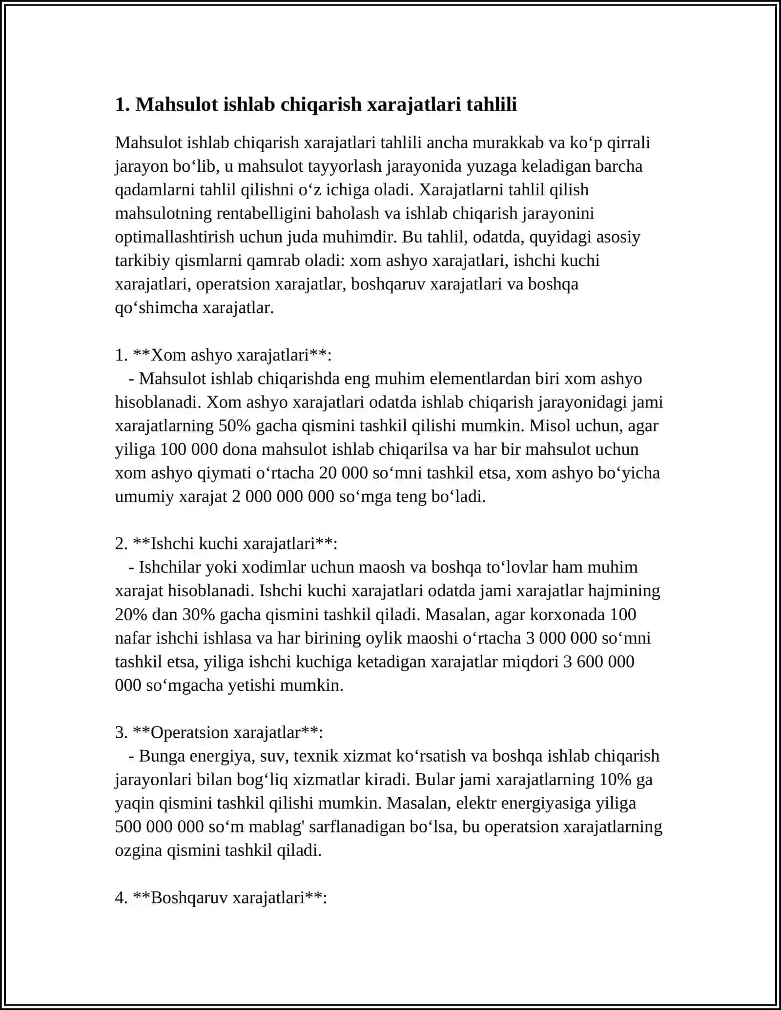 MAHSULOTNI ISHLAB CHIQARISH VA SOTISH XARAJATLARI TARKIBI 3