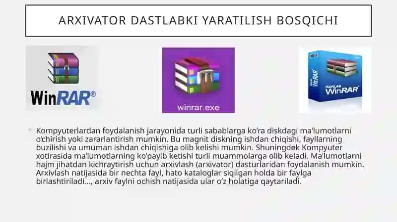 ARXIVATORLARTEHNOLOGIYASI TAQDIMOTI 3