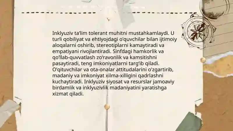 Inklyuziv taʼlim tolerant muhitni yaratish resursi 3