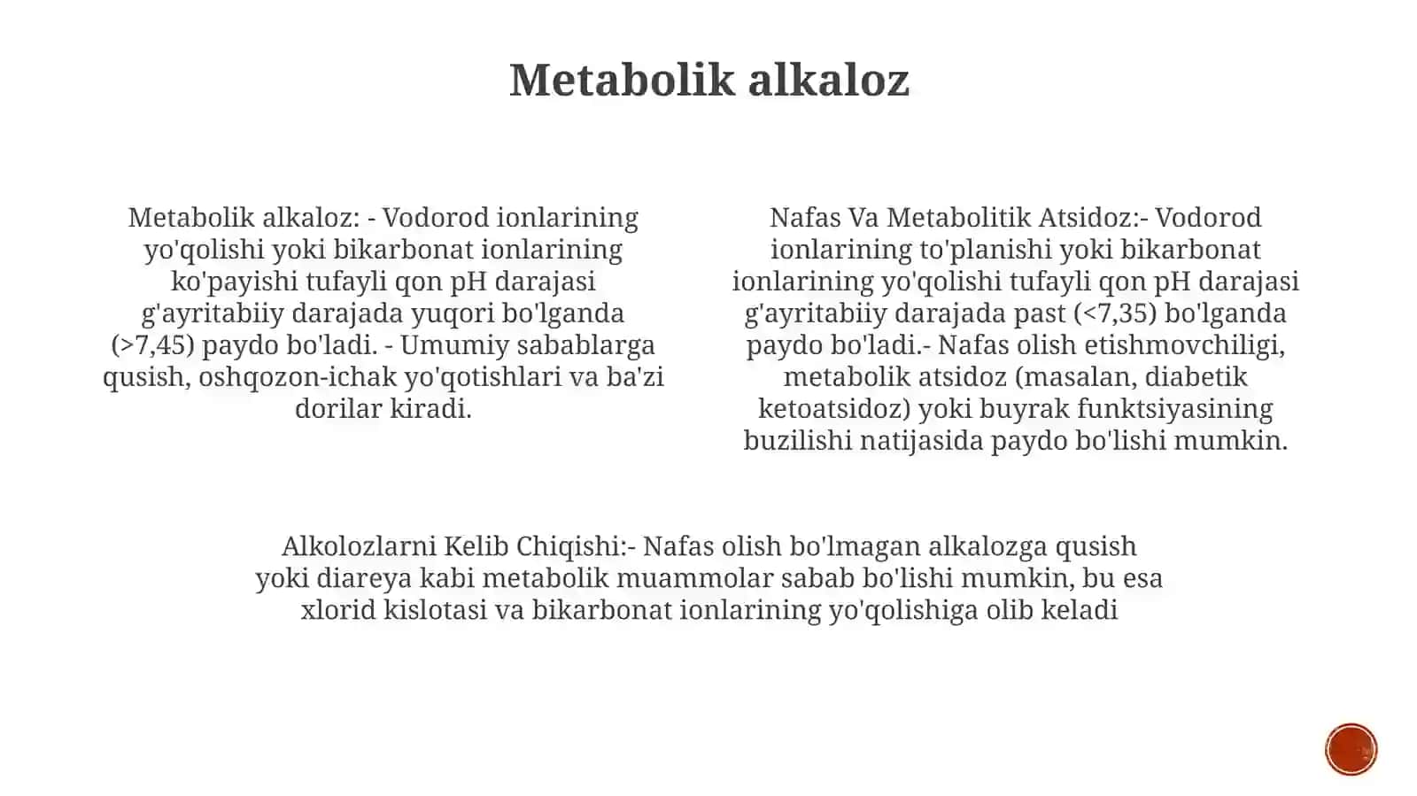Nafas Va Metabolitik Atsidoz Va Alkolozlarni Kelib Chiqishi 3