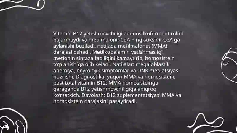 Vitaminlar almashinuvi buzilishi uchun xos boʻlgan metobolik oʻzgarishlar 3