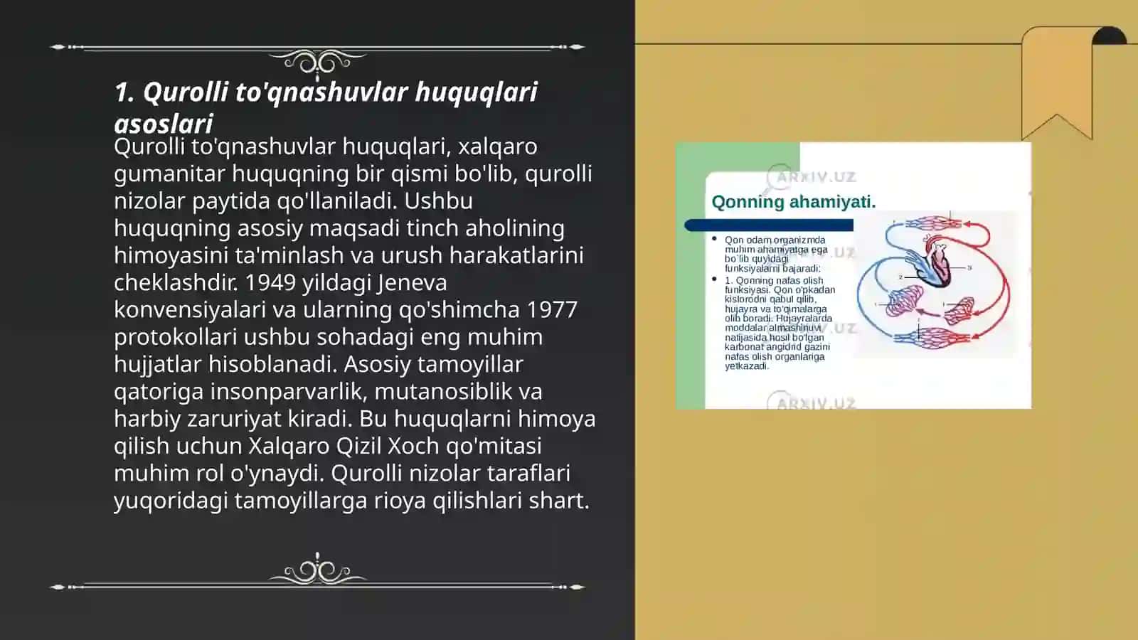 Qurolli to'qnashuvlar vaqtida barcha kombatantlar ongli ravishda tushunishlari.Bilishlari va qo‘llashlari shart bo'lgan qonun qoidalar 3