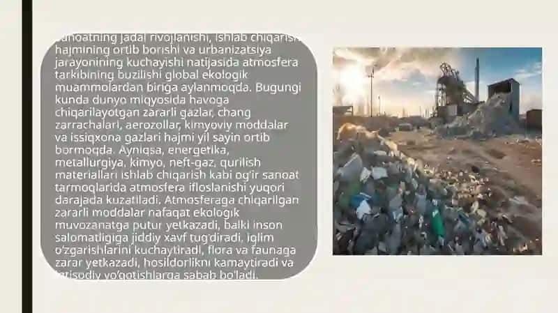 SANOAT CHIQINDILARINING ATMOSFERAGA TA'SIRINI KAMAYTRISH USULLARI 3