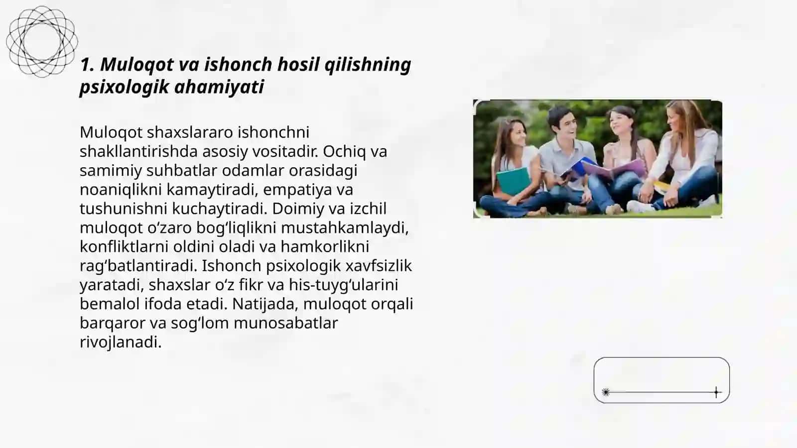 Muloqotning shaxslararo munosabatlaridagi psixologik ahamiyati 3