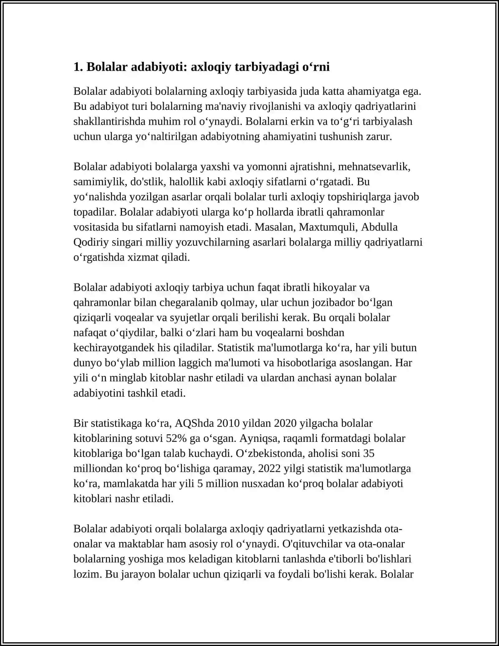 MAKTABGACHA YOSHDAGI BOLALARNI BADIIY ADABIYOT ORQALI AXLOQIY SIFATLARINI TARBIYALASH 3