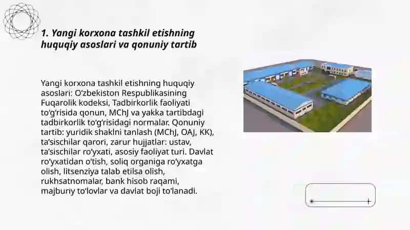 Yangi korxona tashkil etishning iqtisodiy va huquqiy shartlari 3