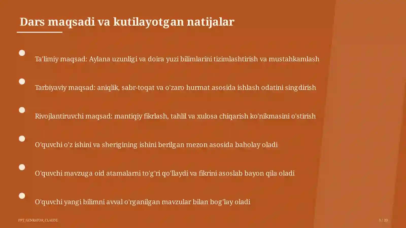 Aylana uzunligi va doira yuzi (9-sinf) 3