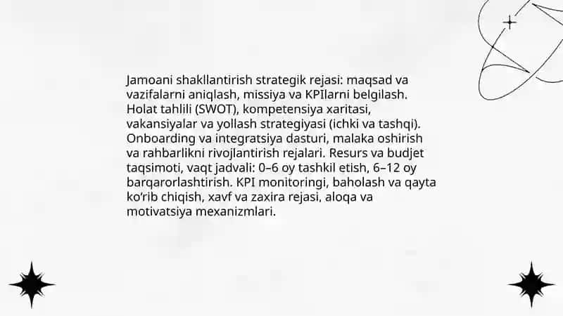 Jamoani shakllantirishning istiqbolli rejalari 3