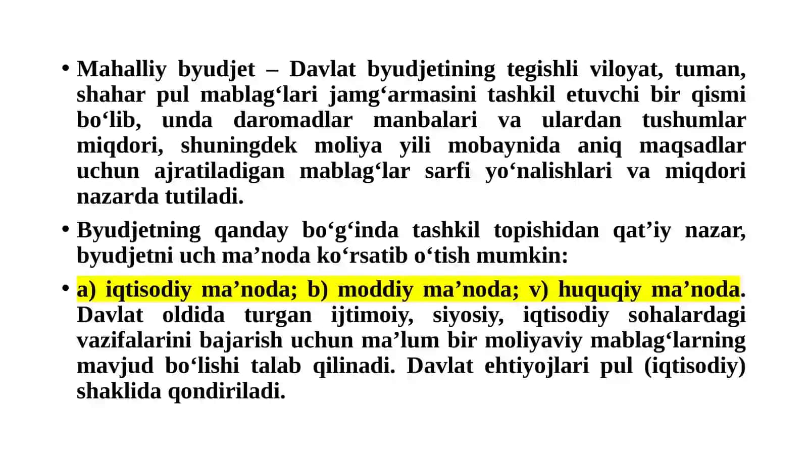 O‘ZBEKISTON RESPUBLIKASI DAVLAT BYUDJETI VA BYUDJET HUQUQI 3