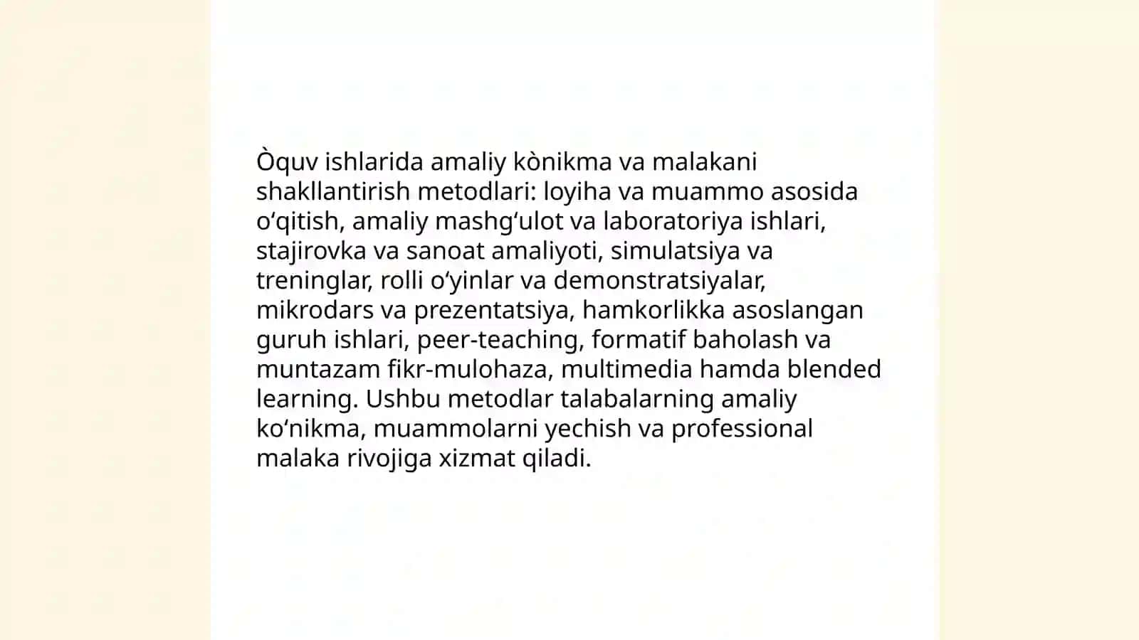Òquv ishlarida kònikma va malakani shakllantirish 3