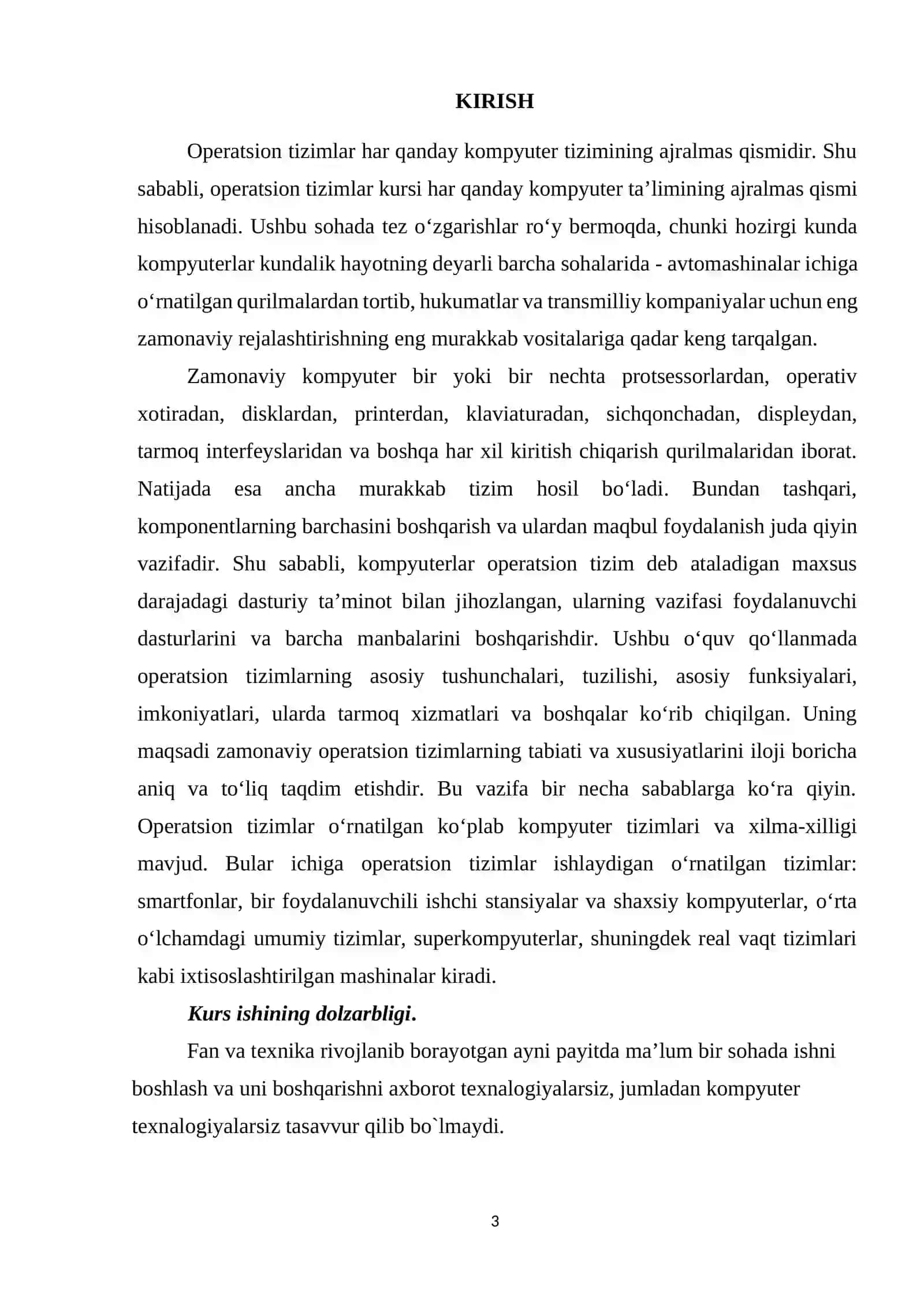 OPERATSION TIZIMLAR VA ULARNING VOSITALARI” 3