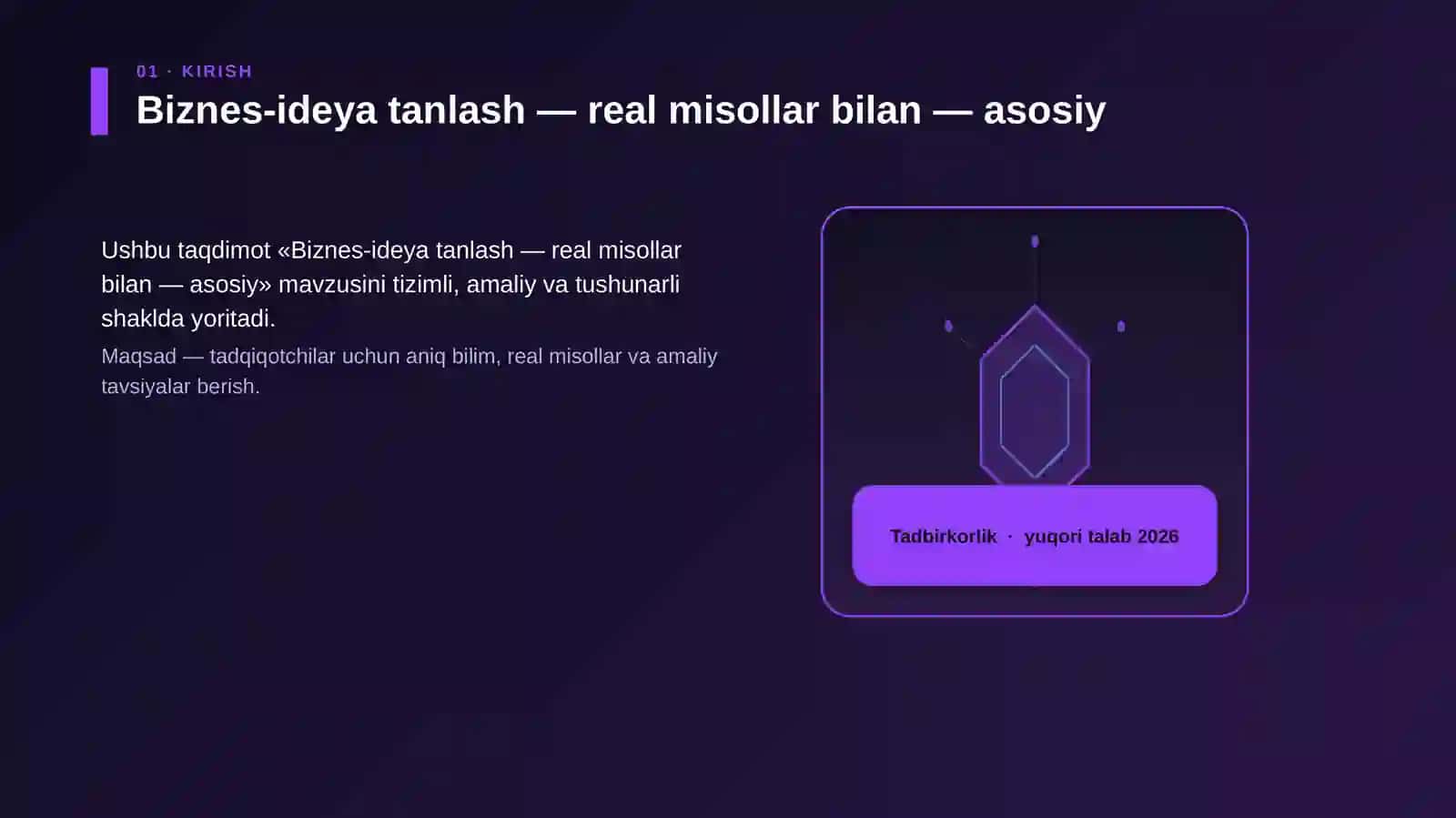 Biznes-ideya tanlash — real misollar bilan — asosiy 3