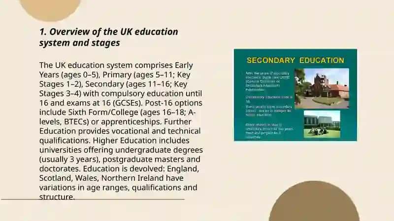 Presentation about the education of UK 3