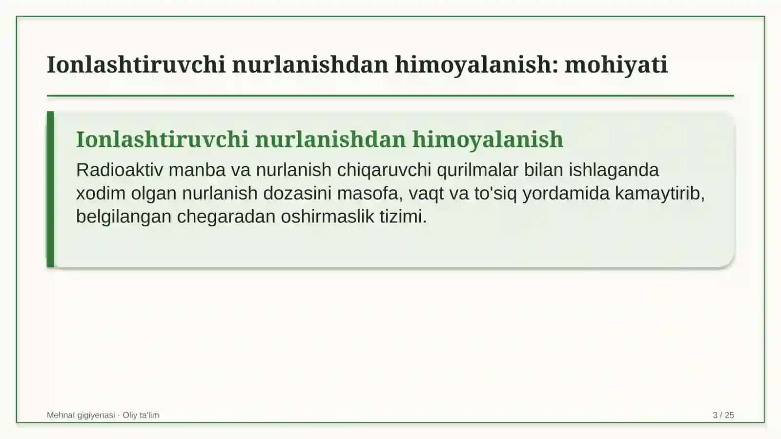 Kollektor-drenaj tizimlarida ish joyida ionlashtiruvchi nurlanishdan himoyalanish 3
