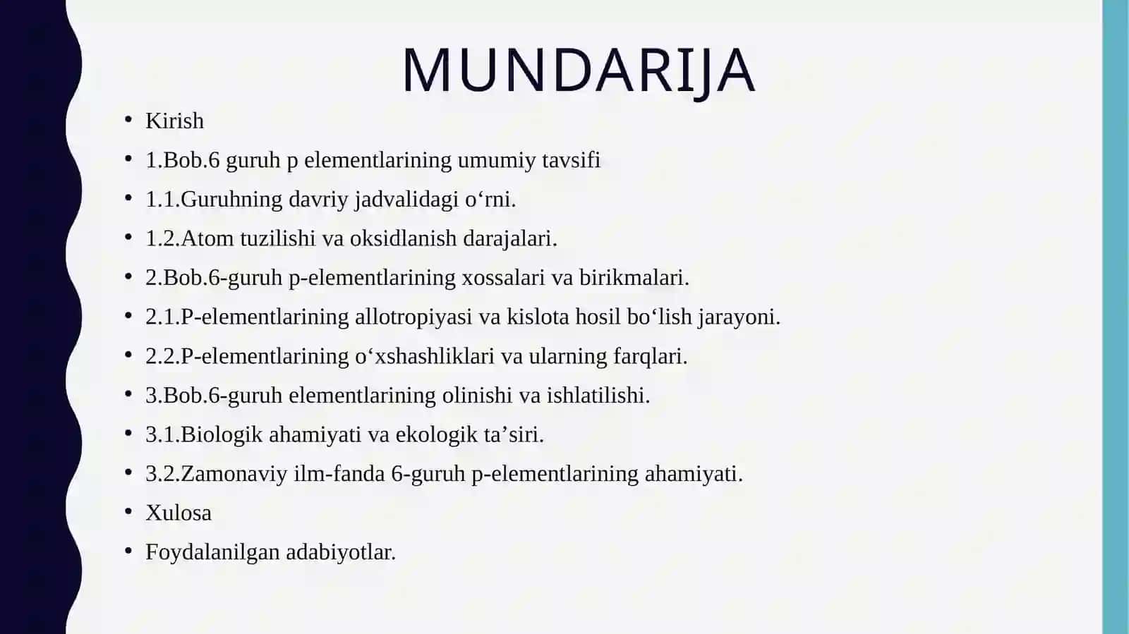 NOORGANIK KIMYOFANIDAN TAYYORLAGAN TAQDIMOTI 3