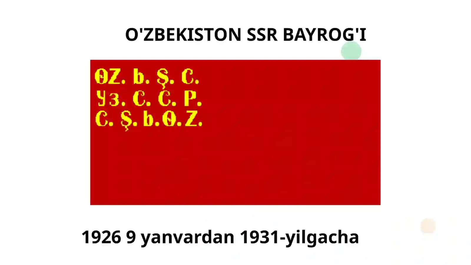 O'zbekiston SSR bayrog'i, tarixiy bayroqlar 3