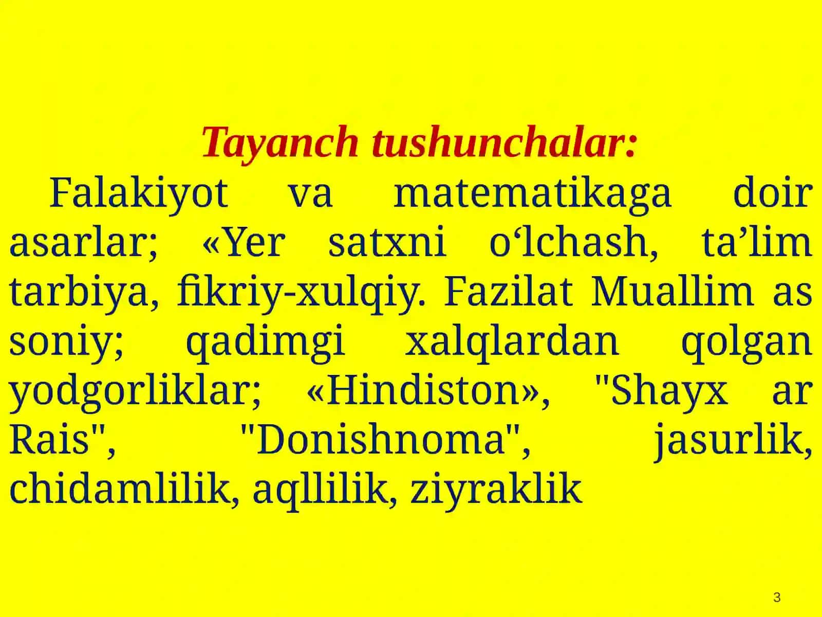 VII asrdan XIX asrning birinchi yarmigacha  O‘rta Osiyoda tarbiya maktab va pedagogik fikrlar 3