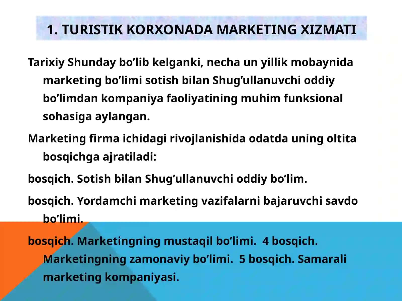 Turistikkorxonada marketing xizmatlarini takomillashtirish 3