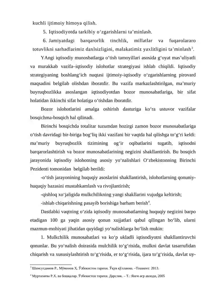 Taraqqiyotning “O‘zbek modeli”. Iqtisodiy islohotlar 3