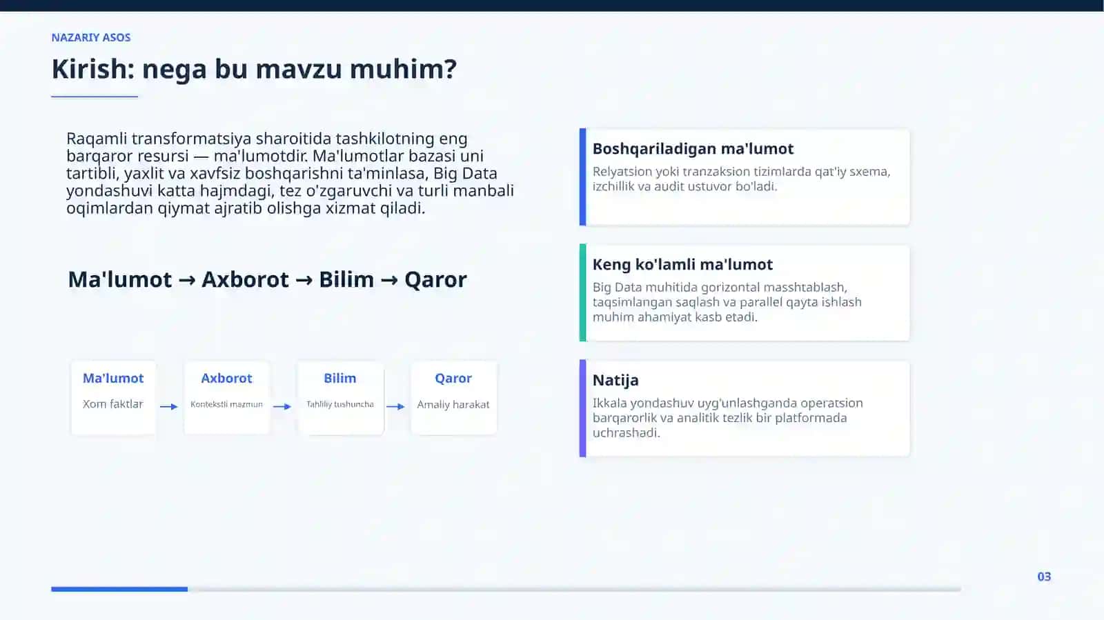 MA'LUMOTLAR BAZASI VA BIG DATA 3