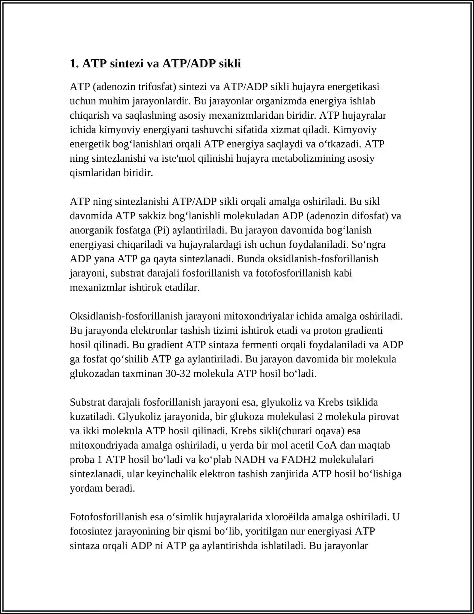 METABOLIZM JARAYONIDA ENERGIYA HOSIL BOʻLISHI VA SARFLANISHI 3