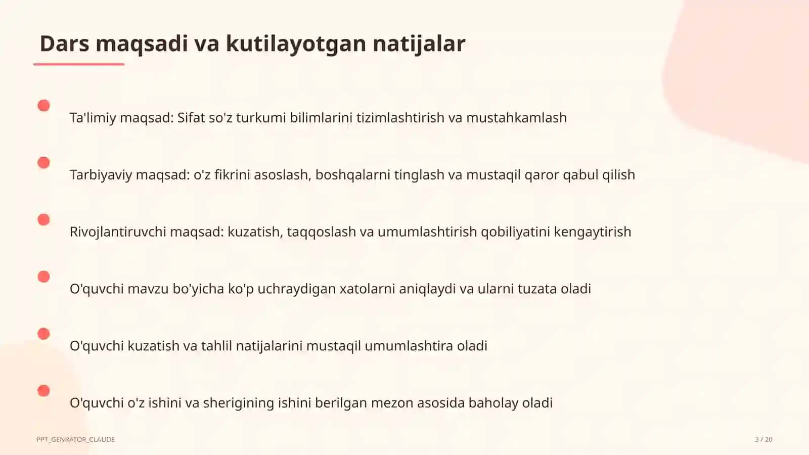 Sifat so'z turkumi (3-sinf) 3