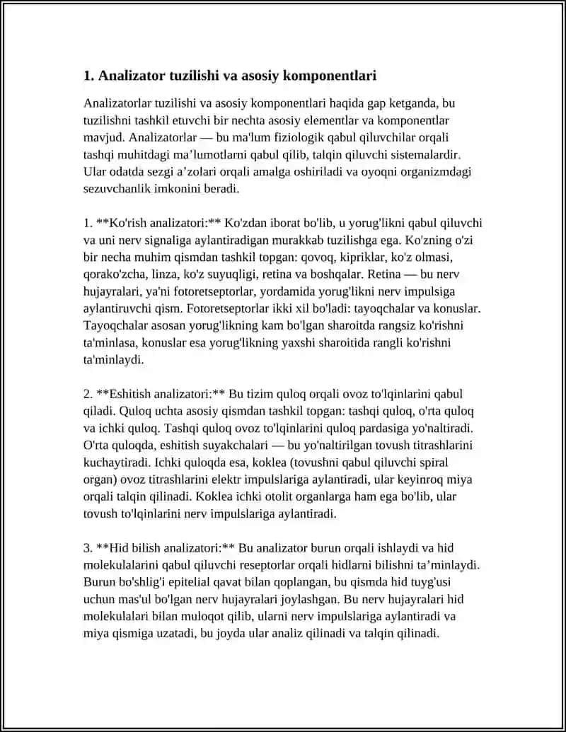 ANALIZATORLARNING TUZILISH SXEMASI SEZGI A’ZOLARI 3
