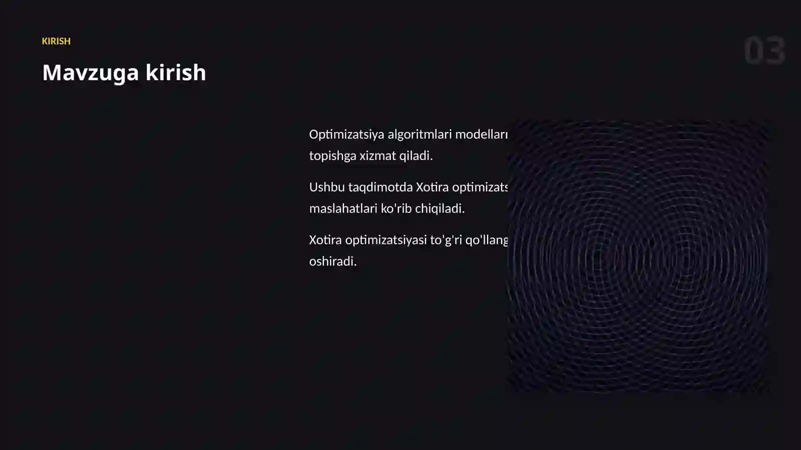 Xotira optimizatsiyasi 3