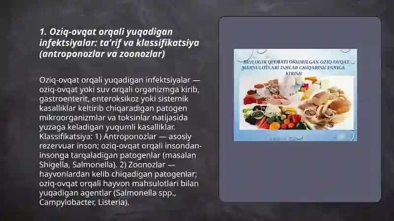 Oziq-ovqat yuqadigan infektsiyalar ( antroponozlar,zoonozlar) 3