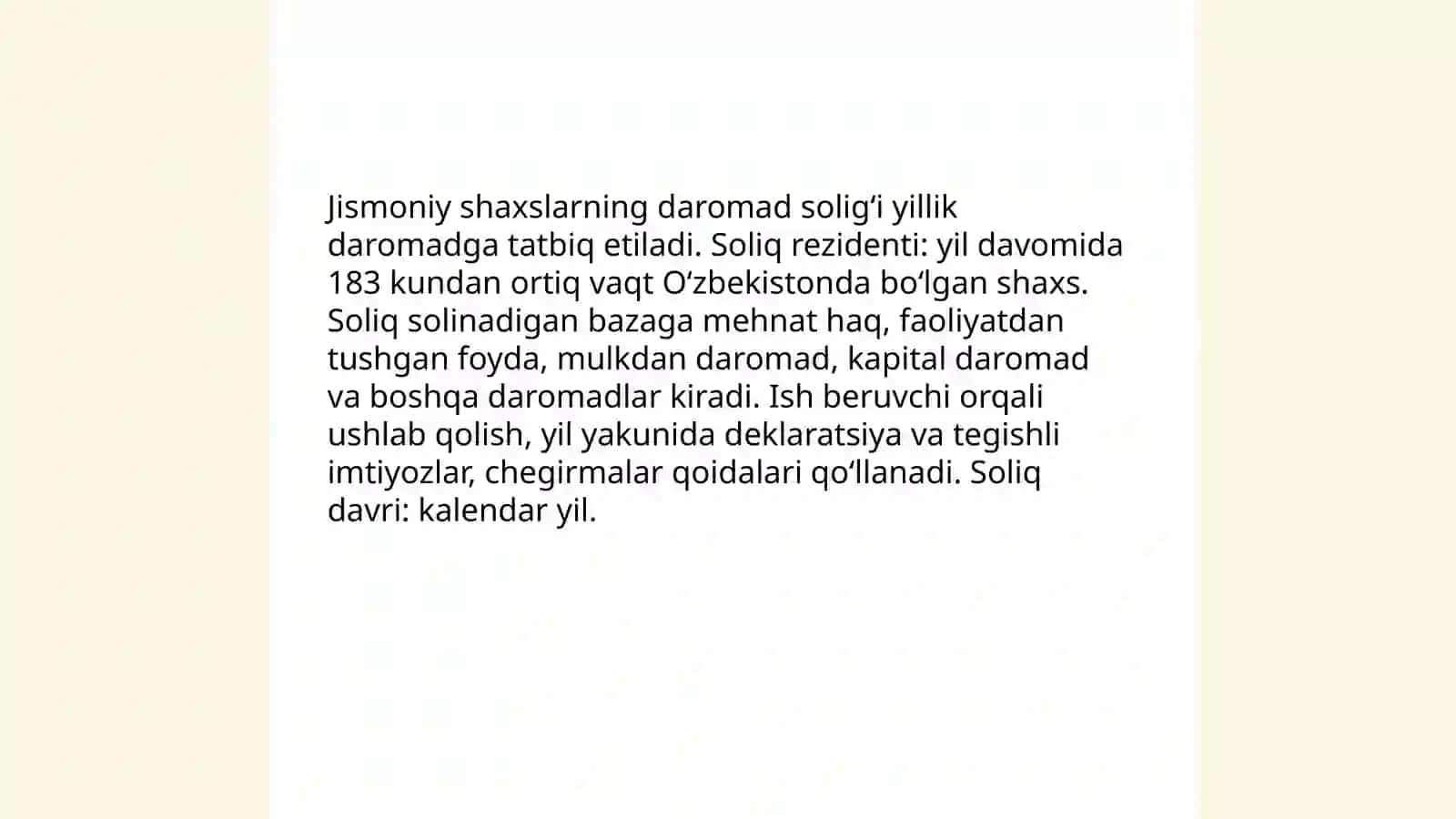 Jismoniy shaxslarni va ularning ayrim toifalari tomonidan toʻlanadigan soliq 3