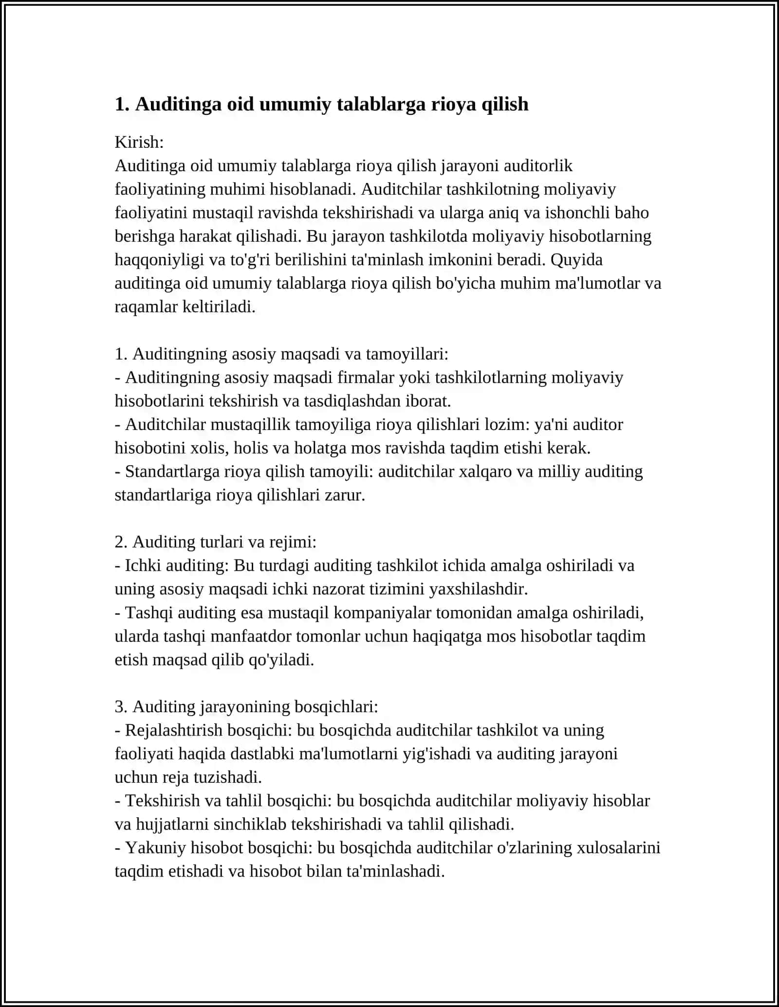 Moliyaviy Hisobotlarni Birinchi Bor Tekshirganda Dastlabki Qoldiqlar (Saldolar)ning Toʻgʻriligi Yuzausidagi Auditor Javobgarligi 3