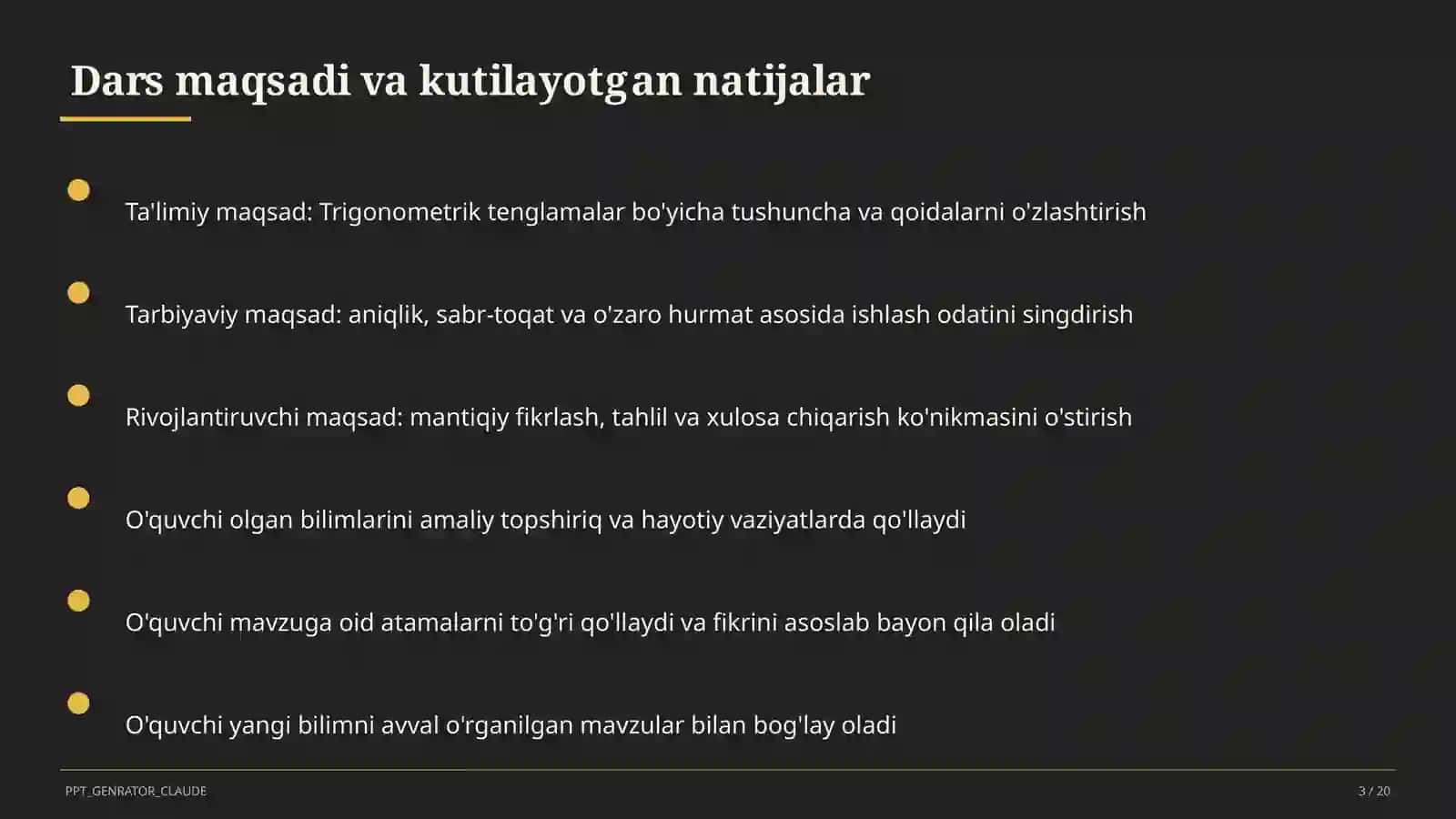 Trigonometrik tenglamalar (10-sinf) 3