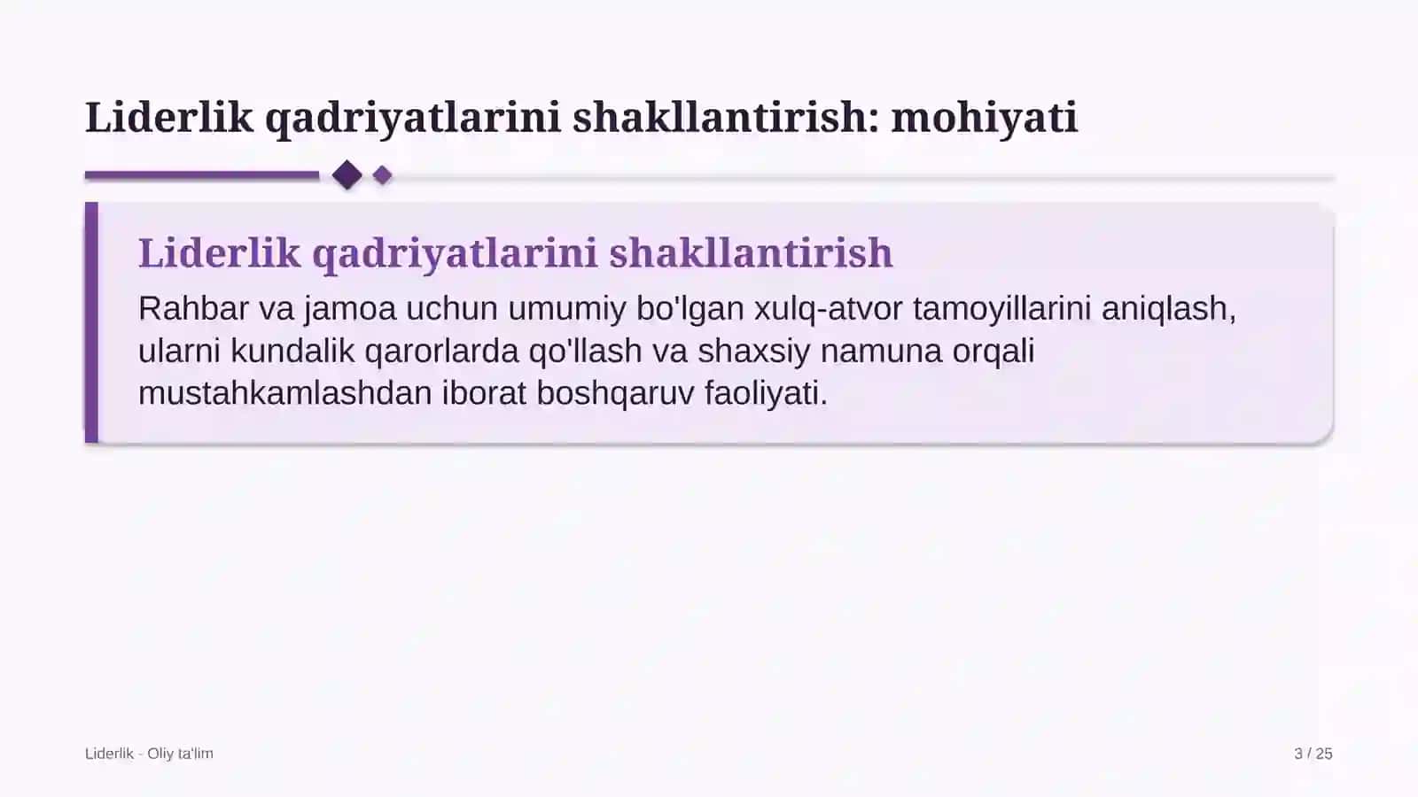 chakana savdoda liderlik qadriyatlarini shakllantirish 3466 3