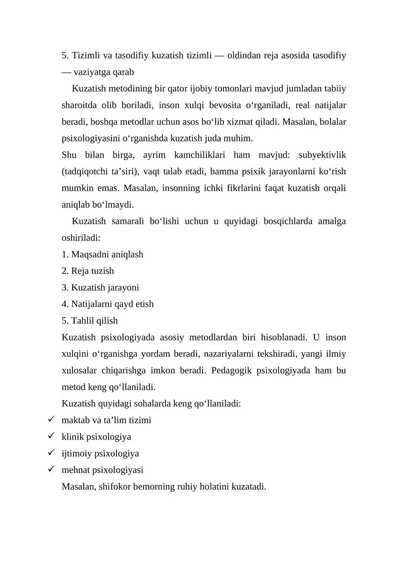 Kuzatish, suhbat va faoliyat mahsulini tahlil qilish — psixologiya metodlari 3