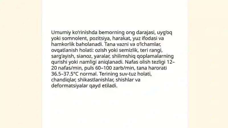 Tatqiqotni asosiy usullari bemorni tashqi tekshiruvi 3