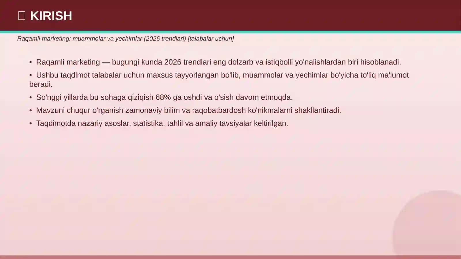Raqamli marketing: muammolar va yechimlar (2026 trendlari) 3