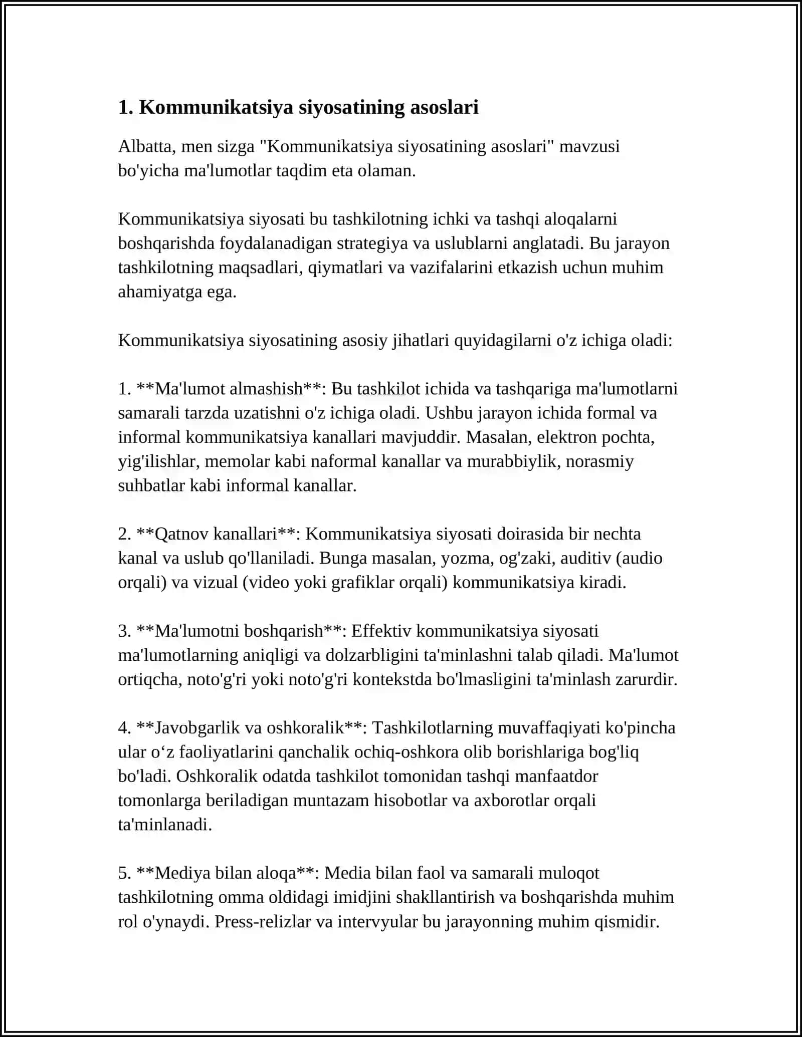 Kommunikatsiya siyosatining moxiyati, mazmuni va mohiyati 3